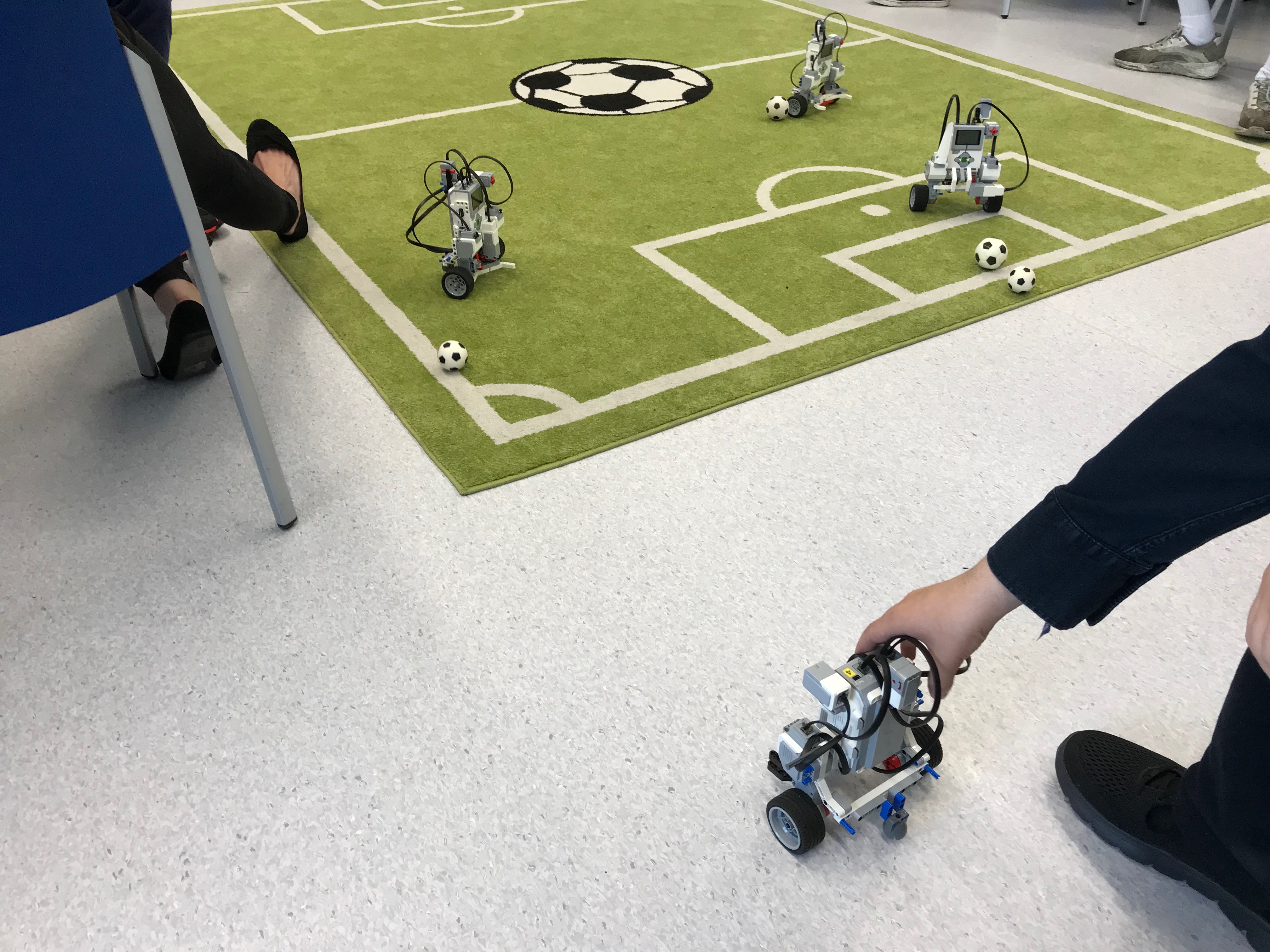 Lego robot on the pitch